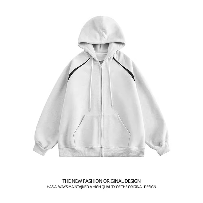 American-style Heavy Grey Hooded Sweater Jacket Boy's Trendy Brand Loose oversize Stitching Contrast Zipper Cardigan American-style Heavy Grey Hooded Sweater Jacket Boy's Trendy Brand Loose oversize Stitching Contrast Zipper Cardigan