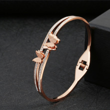 No Fade Women Girls Rose Gold  Titanium Steel Bracelets