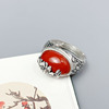 Red ethnic ring, jewelry, silver 925 sample, ethnic style, on index finger, Birthday gift