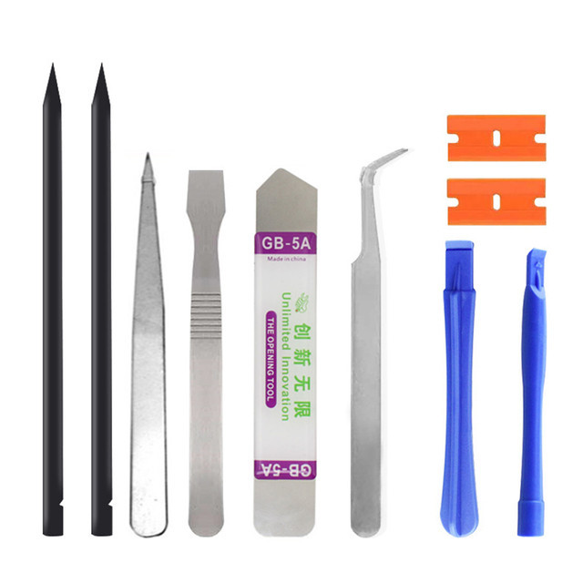 十合一手机拆机工具 拆机片 不锈钢镊子塑料拆机撬棒 刮刀