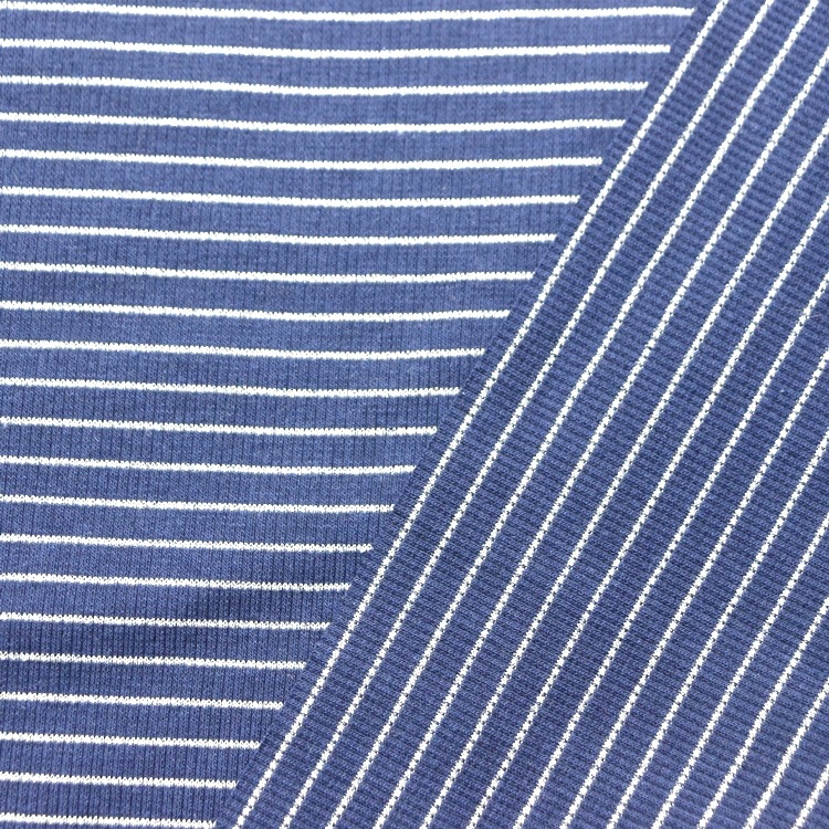 银葱棉氨纶罗纹布螺纹布圆机横条子银丝棉弹力2x2罗纹布服装面料