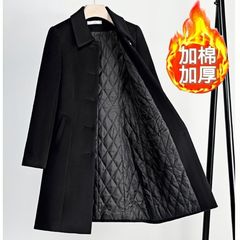 女士2025职业呢子大衣通勤商务酒店工作服中长款毛呢外套夹棉加厚