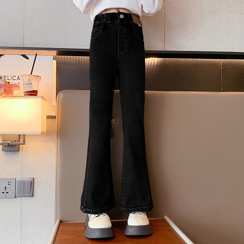 Girls' flared jeans spring and autumn 2024 new fashionable girls' spring fashionable pants children's slim pants