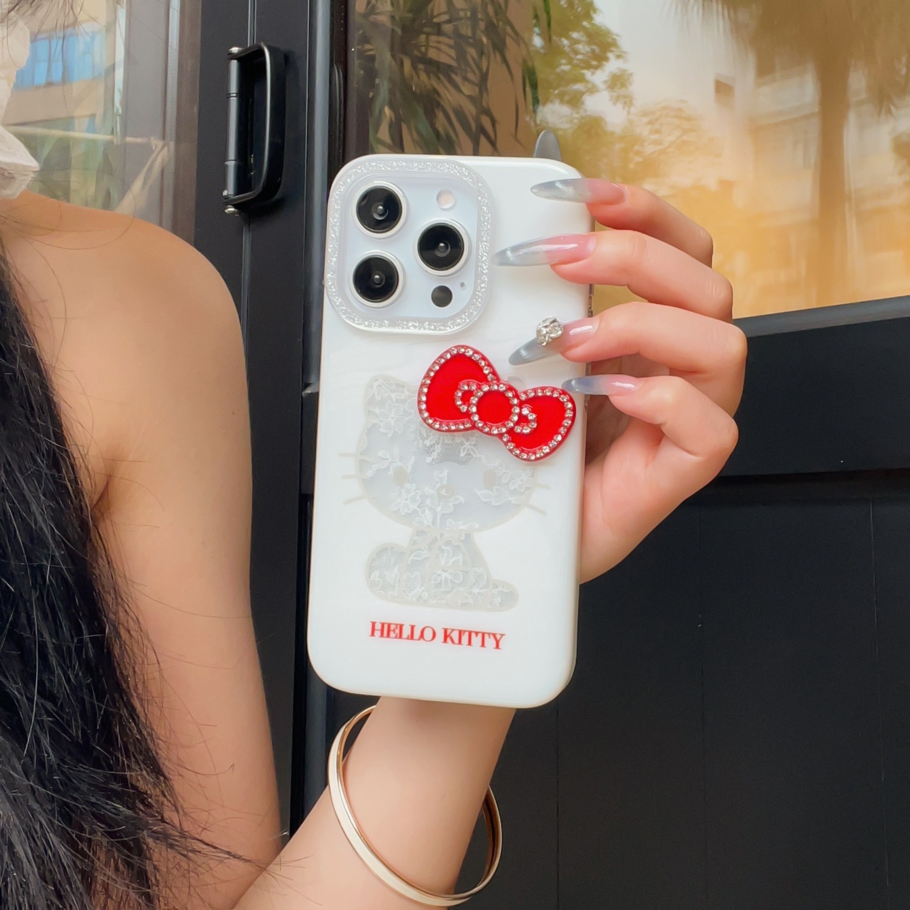 Girl Heart ins Encaje Bowkt Kt Aplicable iPhone16ProMax/15 Funda para teléfono Apple 14 Nuevo 13