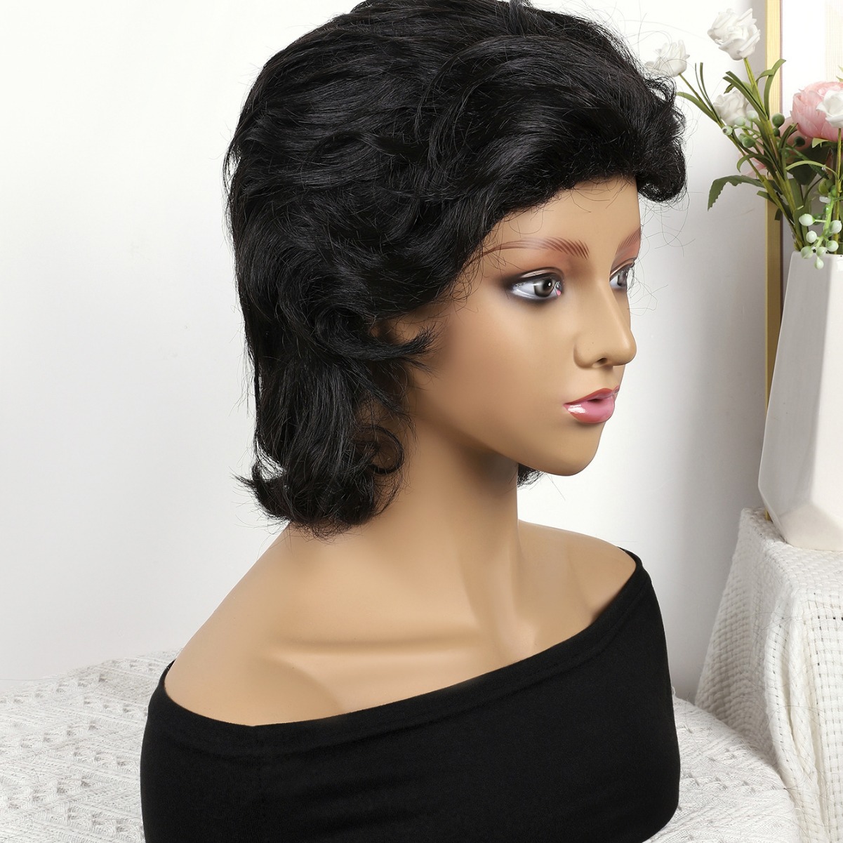 Cabeza de bob de fibra química al por mayor peluca de pelo de estudiante mecanismo de peluca cubierta de cabeza