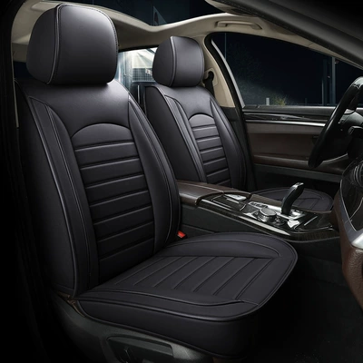 Ecosport 2019/18/17/16 Two-Wheel Drive Luxury Wing Car Seat Cushion, Universal Leather Seat Cover for All Seasons (Seat cushion, seat cover) - all-black-standard-version-2-seats