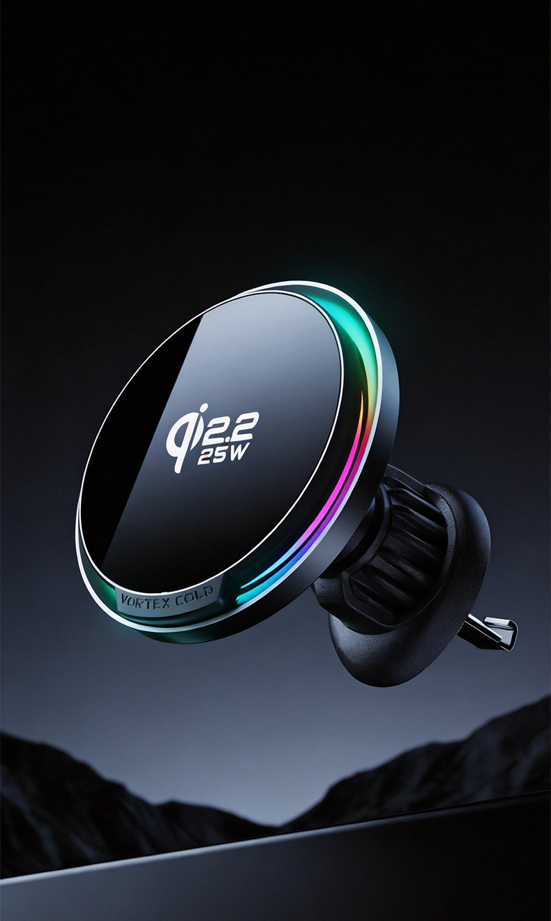 New 25W Cooling Fast-Charging Magnetic Wireless Charger Car Air Vent Mount Navigation Mobile Phone Car Holder