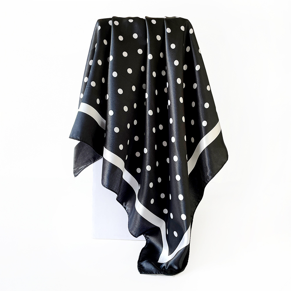 Women's Polka Dot Satin Square Headscarf Silk Feel Hijab Turban_voghion.com