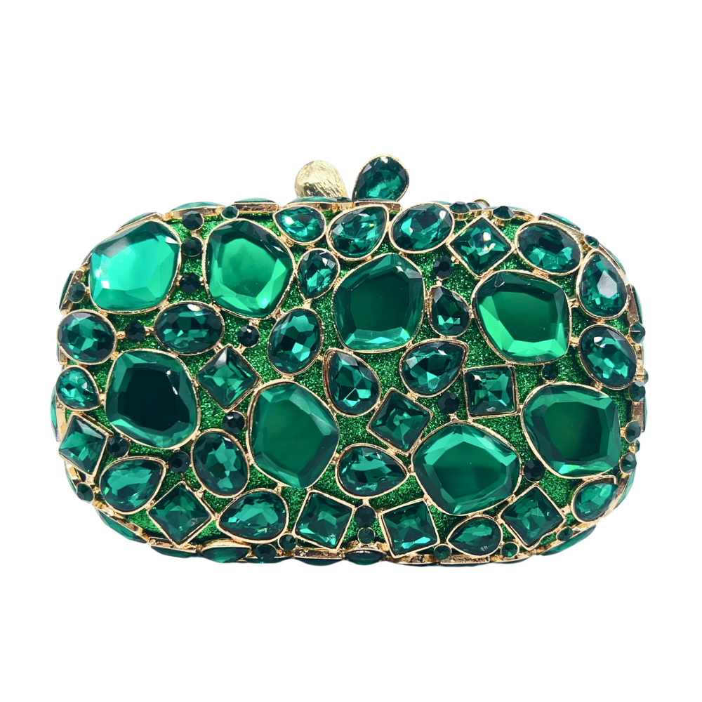 Seleccione estrictamente el nuevo paquete de diamantes de cristal transfronterizo, bolsas de mano de mujer, bolsas de cena de diamantes huecas, embrague de piedra duro