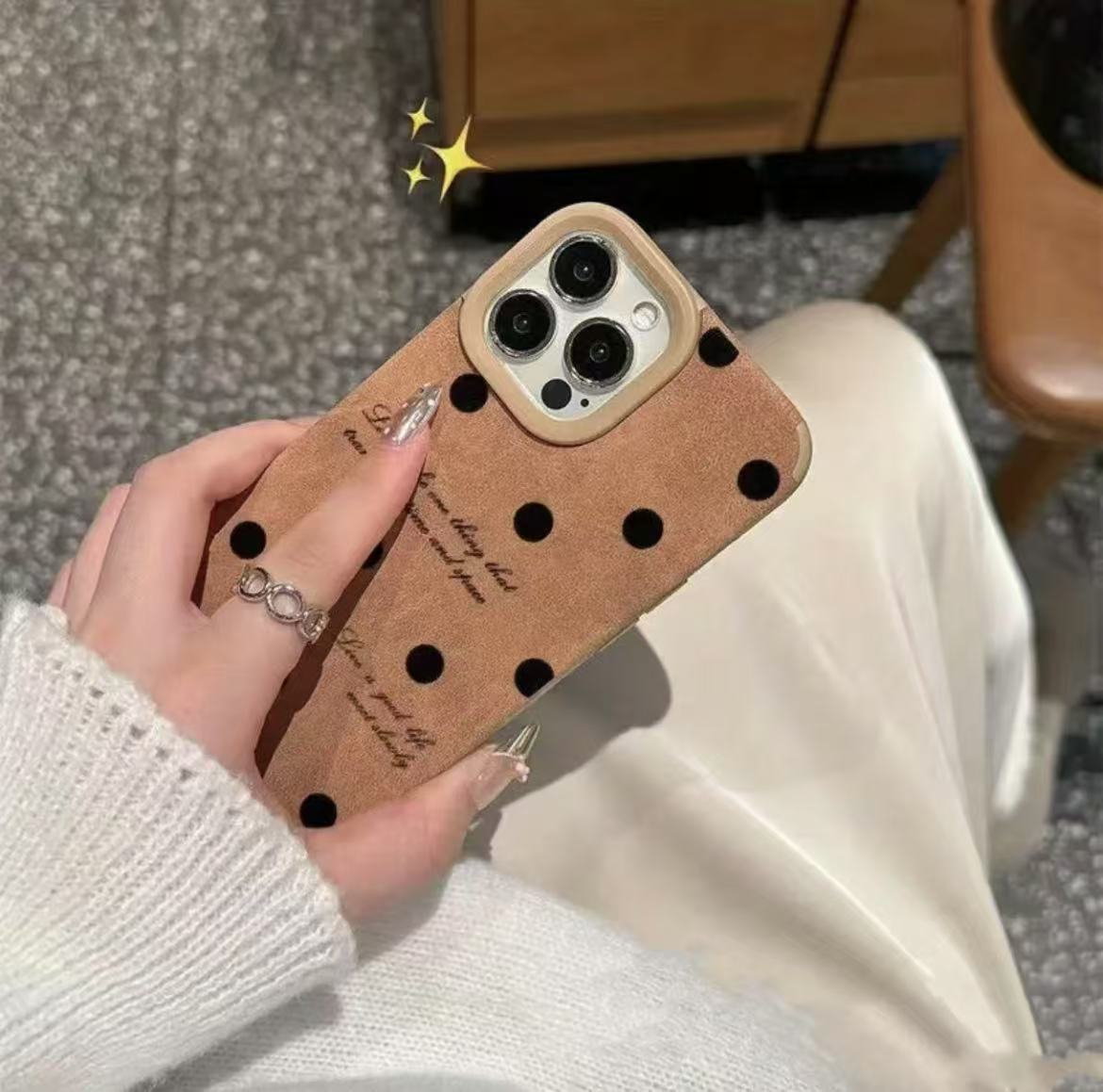 Nuevo punto de onda para iphone16 funda para teléfono móvil niña Apple 15promax/14 transfronterizo 13pro12 piel de oveja