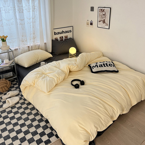 Little Red Book Black Fan Series!  Morandi color matching cotton four-piece high-end bed sheet and quilt cover three-piece set