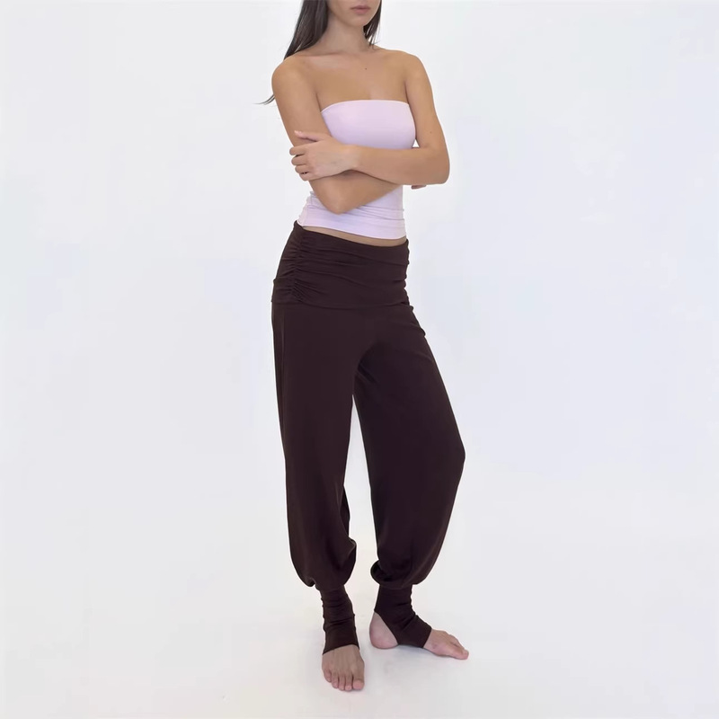 Lyocell Fashionable Light-Sporty Stacked Waist Stirrup Leggings for Women Black/Purple/Milk Blue