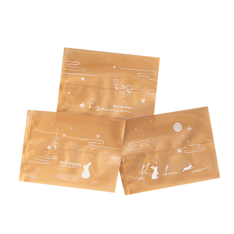 Ventana de oro gruesa mini pastel de luna bolsa de sellado de máquina nueva bolsa de embalaje de huevo de flujo cóncavo lateral del corazón del mediado otoño