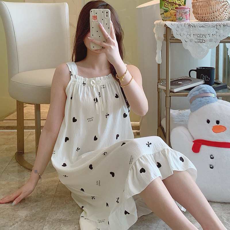 Camisón transfronterizo mujer verano nuevo estilo nube algodón tirantes sin mangas chaleco estilo princesa estudiante dulce y lindo servicio a domicilio