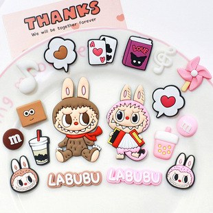 Cartoon Labubu Labu Soft Rubber Jewelry Accessories Mobile Phone Shell Water Cup Decoration Patch Hole Shoes Patch