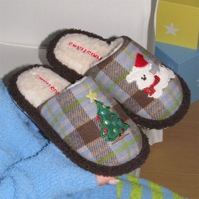 Gukoo/Guokshell Plush Cotton Slippers for Women Original Hohong Puppy New Cute Home Non-Slip Floor Mop