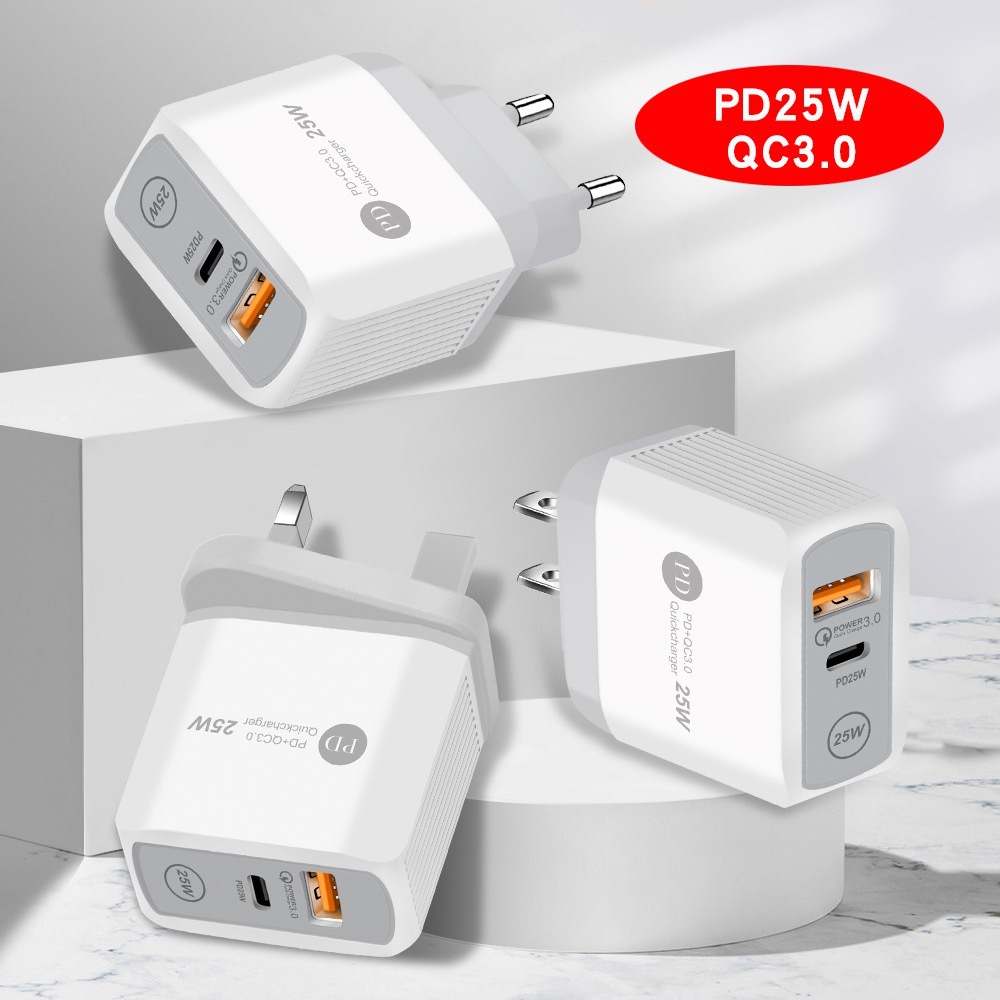 PD25W cargador de carga rápida 5V3A Europa, EE.UU. y EE.UU. cabeza de carga tipo-c QC3.0 adaptador de carga rápida fabricantes