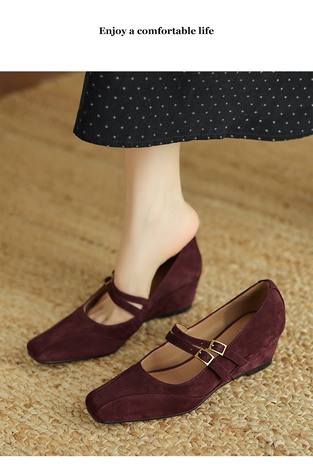 Giày Mary Jane nữ quai ngang đế xuồng phong cách Hàn Quốc retro — Màu nâu chi tiết 9