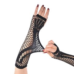 中空メッシュボーン手袋ハロウィン装飾コスプレパフォーマンスミッドレングスメッシュハーフフィンガー通気性メッシュスリーブ