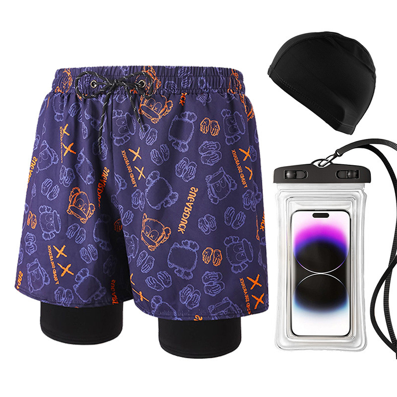 브라운베어 3종세트(수영팬츠, 수영모, 휴대폰가방)