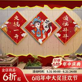 火锅店墙面装饰创意文化装修国潮市井风格网红标语挂贴纸壁画背景