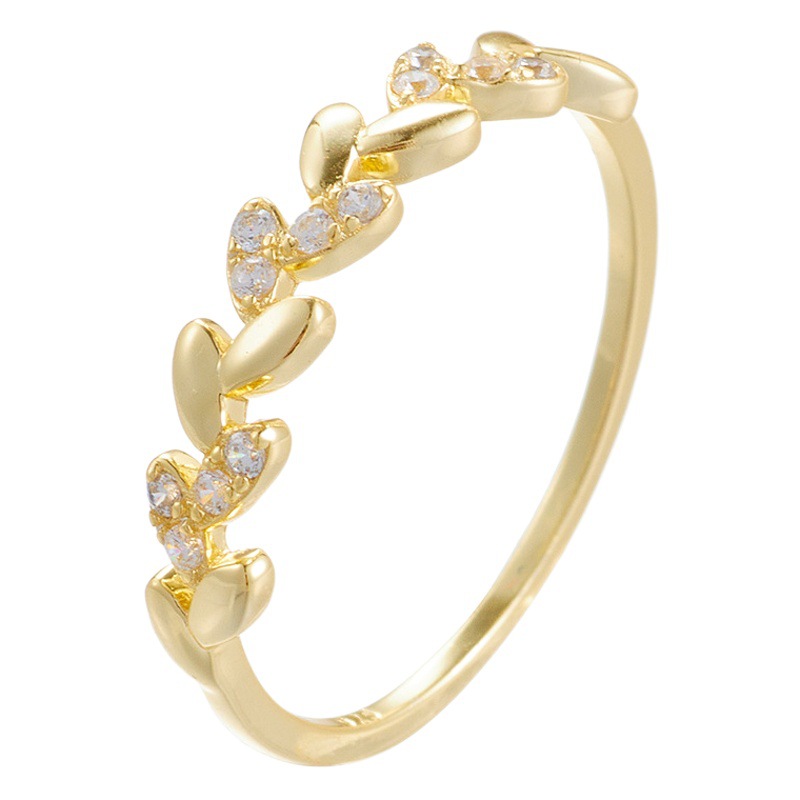 Europeo y americano ins luz lujo nicho diseño diamante incrustado trigo oído plata esterlina anillo frío estilo de alto grado sentido todo partido anillo pulsera