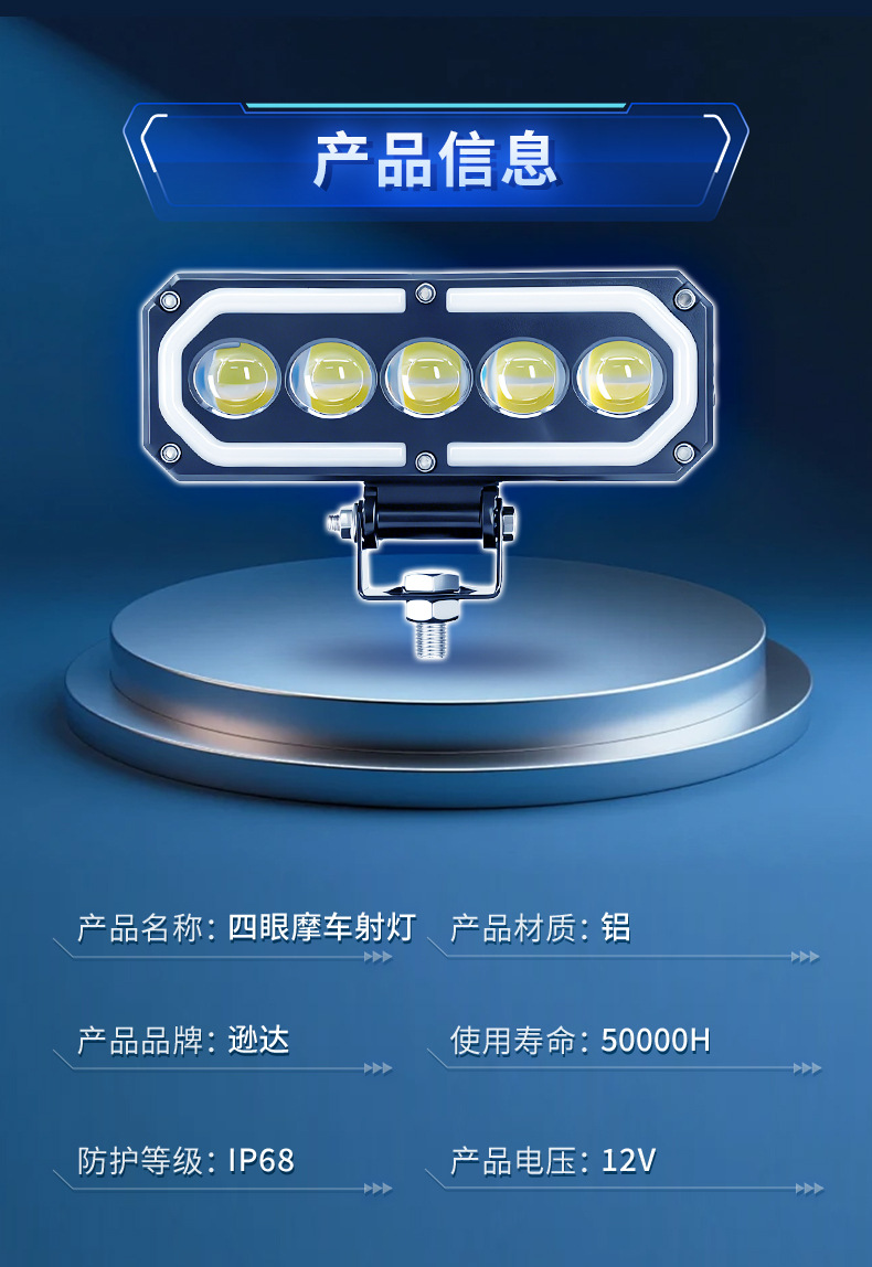 S20 Colorful Five-Eye Motorcycle Spotlight LED Headlight