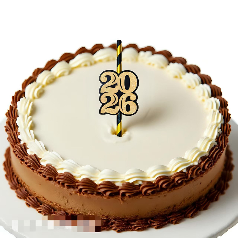 Cross-border 2026 tarjeta digital de oro negro paja de papel de fiesta desechable paja de postre cóctel paja