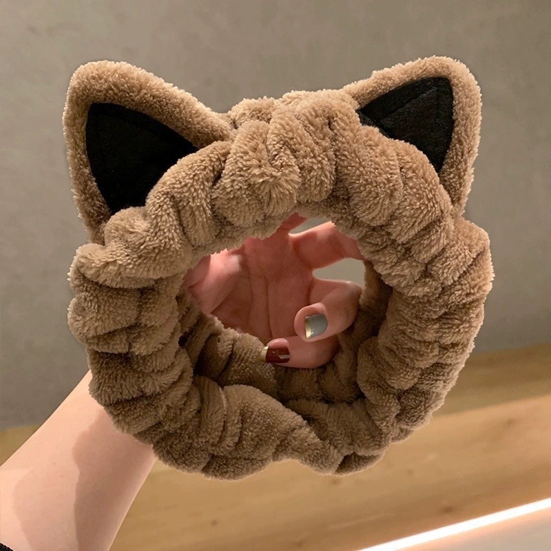 新しいかわいいクマのヘアバンド洗顔漫画ヘアバンドクリエイティブ弓動物ヘアリングフランネルヘアバンド卸売|undefined