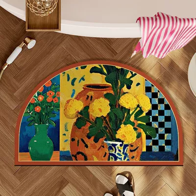 Mat Bathroom Door Wear-Resistant Carpet Avtomobil döşəmə paspasları - geometric-flowers-4060cm-diatom-mudabsorbent-and-quick-drying