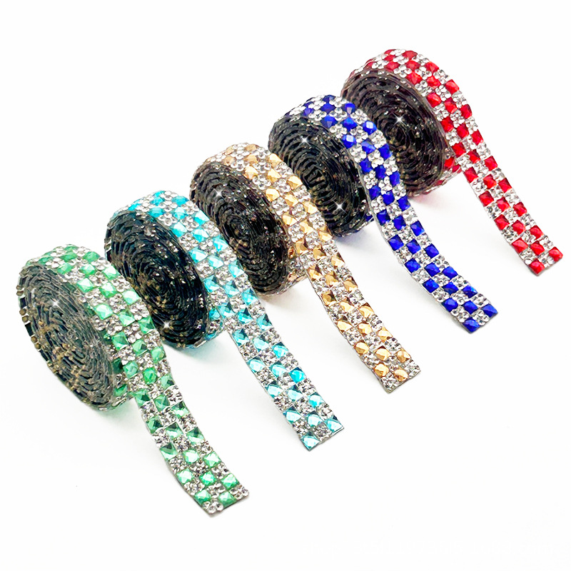Tela de diamantes de imitación de vidrio adhesivo adhesivo adhesivo adhesivo adhesivo adhesivo de diamantes de imitación pegatinas de diamantes de bricolaje creativos accesorios de joyería adhesivos cinturón decorativo de diamantes de imitación