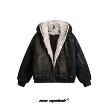 Eon Moidsh 24冬季新品实拍美式街潮座山雕洗水连帽棉服外套