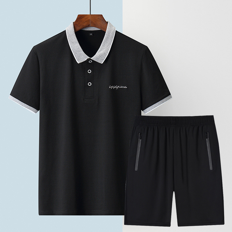 Camisas polo para hombres, pantalones casuales de hielo de manga corta, pantalones cortos de hielo de verano, set deportivo de hielo de hombre, solapa