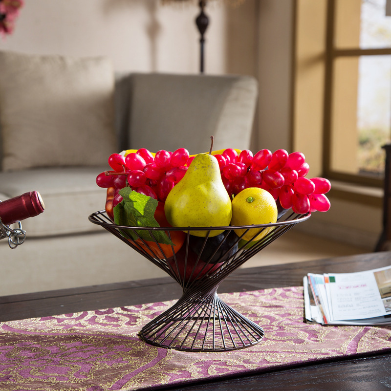 Plato de frutas de hierro forjado gancho de plátano sala de estar casera canasta de frutas de lujo ligera mesa de comedor dulces bocadillos plato