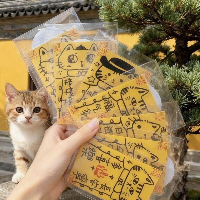 "Good Luck in the Year of the Horse" Suzhou Xiyuan Cat Charm Transparent Phone Case Back Card Fortune-Attracting Cultural Creative Cartoon "Good Luck in the Year of the Horse" Suzhou Xiyuan Cat Charm Transparent Phone Case Back Card Fortune-Attracting Cultural Creative Cartoon