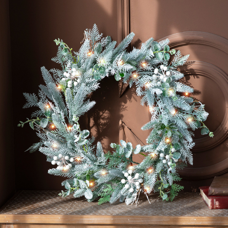 Guirnalda navideña mixta de PE Gangheng de 50 cm, decoración de nieve, guirnalda colgante, decoración de escena, decoración de puerta, adornos colgantes