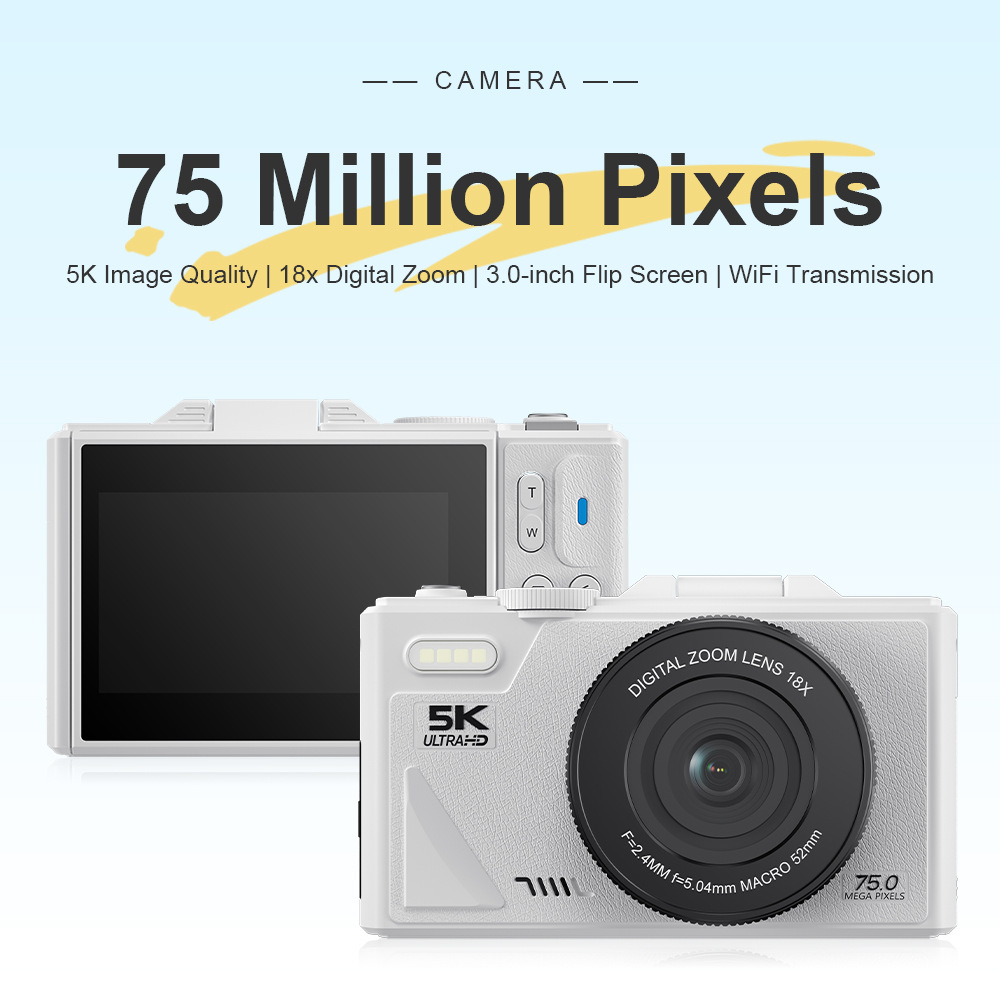 W1デジタル5Kカメラ、WiFi伝送、レトロ女子向け、学校、初心者、旅行用カメラ
