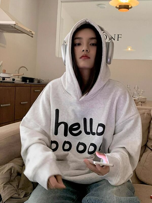 超好看连帽卫衣女秋冬季2025新款潮牌宽松休闲百搭慵懒风薄款上衣|undefined