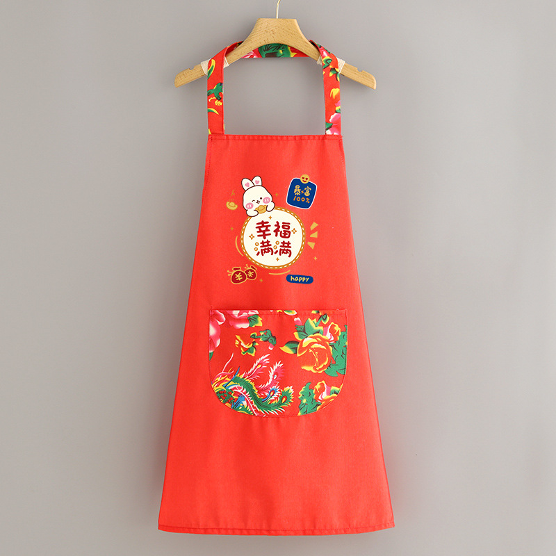 Delantal de estilo étnico de lona de moda, cocina casera, transpirable y antiincrustante, cocina, cintura resistente a la suciedad, ropa de trabajo de granja femenina