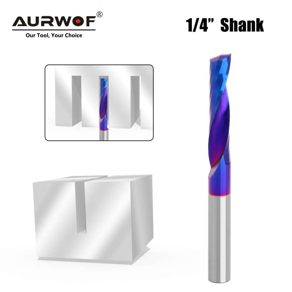 1/4柄单刃上旋O型整体合金直刀蓝纳米开槽刀