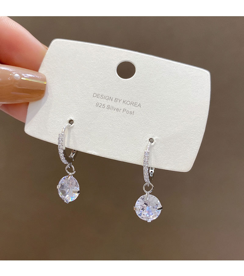 Fashion Round Copper Plating Inlay Zircon Drop Earrings 1 Pair display picture 3