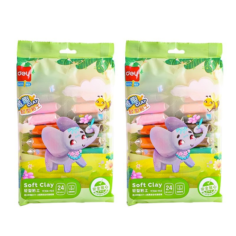 Deli ultra-light clay bag 12 color 24 color 36 color full set of mold Plasticine light Clay Children's color Clay set