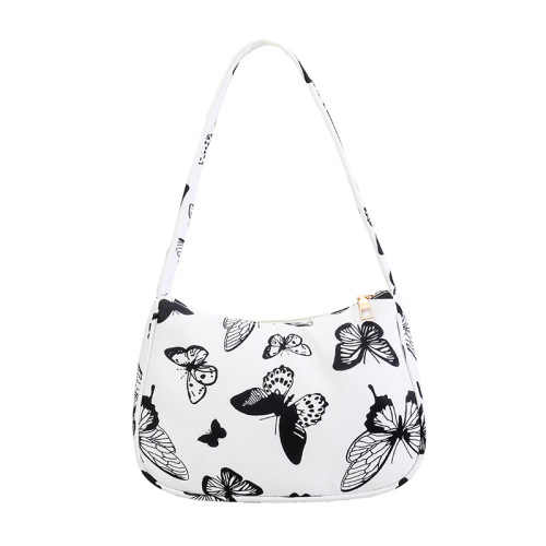 Baguette bag for women  new canvas retro niche design Korean version versatile armpit bag nylon shoulder bag