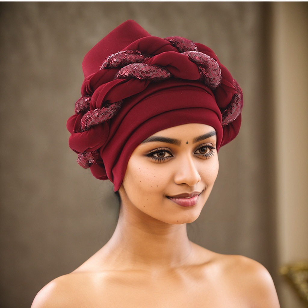 Cappello musulmano Cappello con treccia di paillettes a strati spazio Cappello africano alla moda_voghion.com