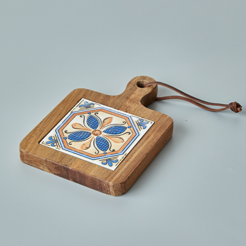 Azulejo de madera maciza de estilo japonés aislamiento olla estera hogar vintage placemat arena olla estera resistente al calor mesa de cocina estera montaña