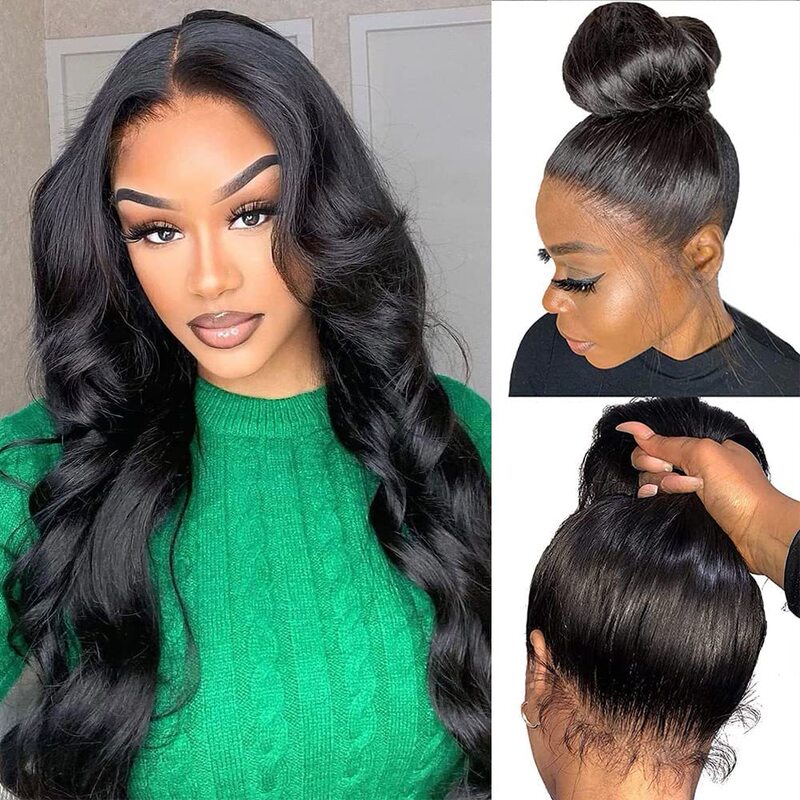 Amazon hot selling European and American front lace wig black mid-length long curly hair body wigs high temperature silk headgear