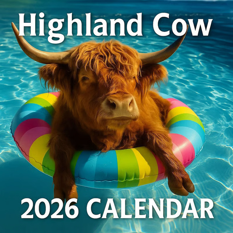 跨境亚马逊创意新2026 Highland Cow Wall Calendar高地奶牛挂历|undefined