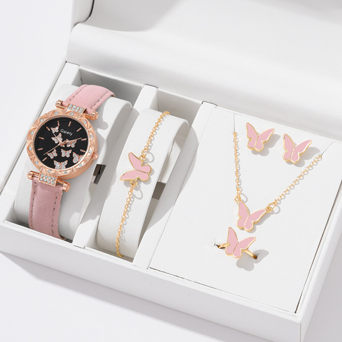 New Women's Watch Fashion Personality Simple Strap Watch Butterfly Digital Strap Watch Set