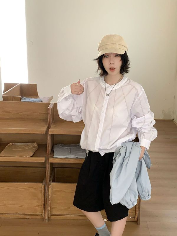 3601女2025秋季新款休闲慵懒长袖衬衣外套宽松女即墨开衫厂家批发|undefined