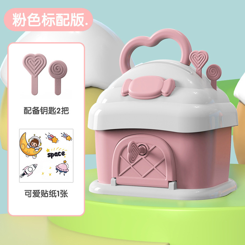 De los niños de dibujos animados Lucky bolsa alcancía juguete gran capacidad caja ahorro con llave DIY adornos hechos a mano